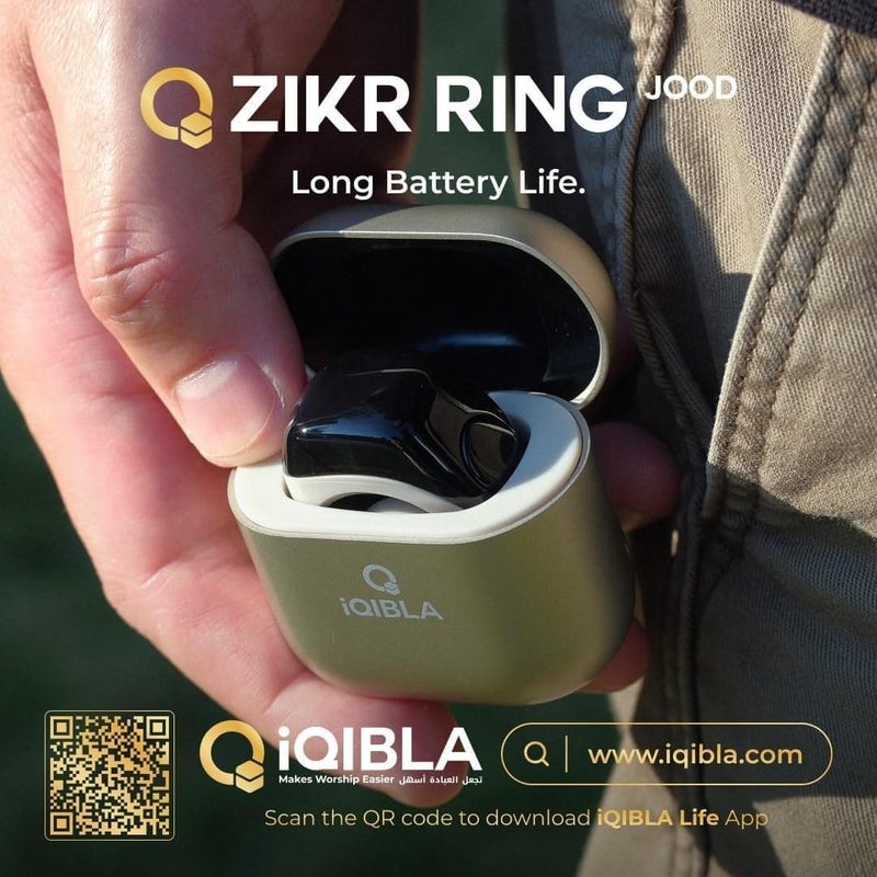 YU WELL iQibla Zikr Jood Smart Ring Tasbih Counting With 3 Compatible Sizes(18mm/ 20mm/ 22mm) | 2-5 Prayer Reminder | 3 Tasbih Reminder | BT Connectivity | Smart Qibla Life App (Blue) - Image 4