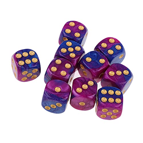 Yiotfandoll 10PCS Polyhedral D6 Dice 16mm Acrylic Dice Game Dice for RPG MTG DND Purple Blue - Image 1