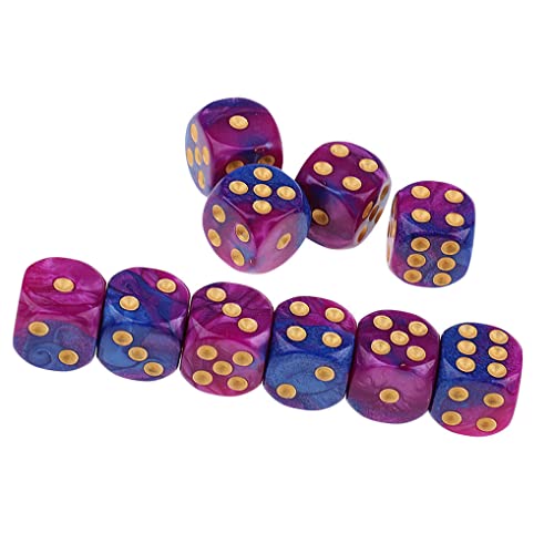 Yiotfandoll 10PCS Polyhedral D6 Dice 16mm Acrylic Dice Game Dice for RPG MTG DND Purple Blue - Image 5