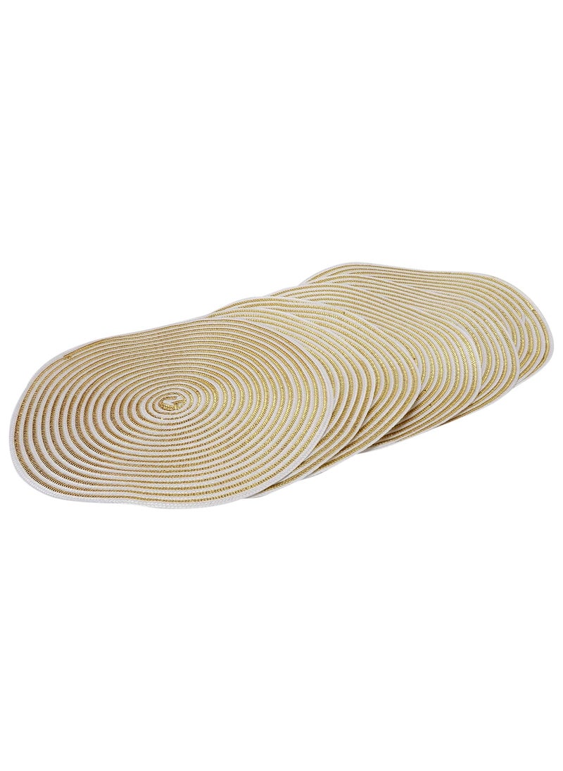 Skylofts - Skylofts Stylish 6pcs Round White & Silver Zari Dining Table Mats Kitchen Place Mats (45cm * 45cm) - Image 1