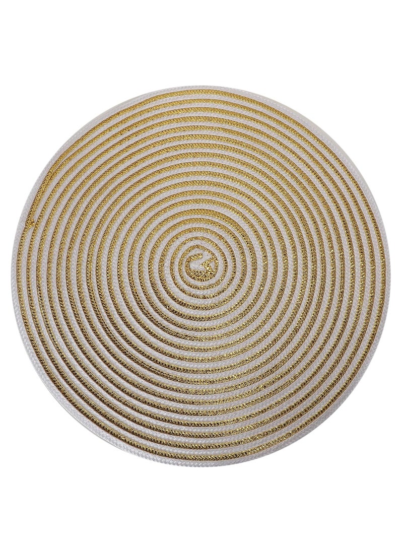 Skylofts - Skylofts Stylish 6pcs Round White & Silver Zari Dining Table Mats Kitchen Place Mats (45cm * 45cm) - Image 1