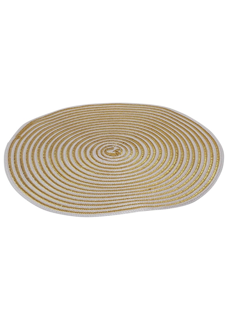 Skylofts - Skylofts Stylish 6pcs Round White & Silver Zari Dining Table Mats Kitchen Place Mats (45cm * 45cm) - Image 1