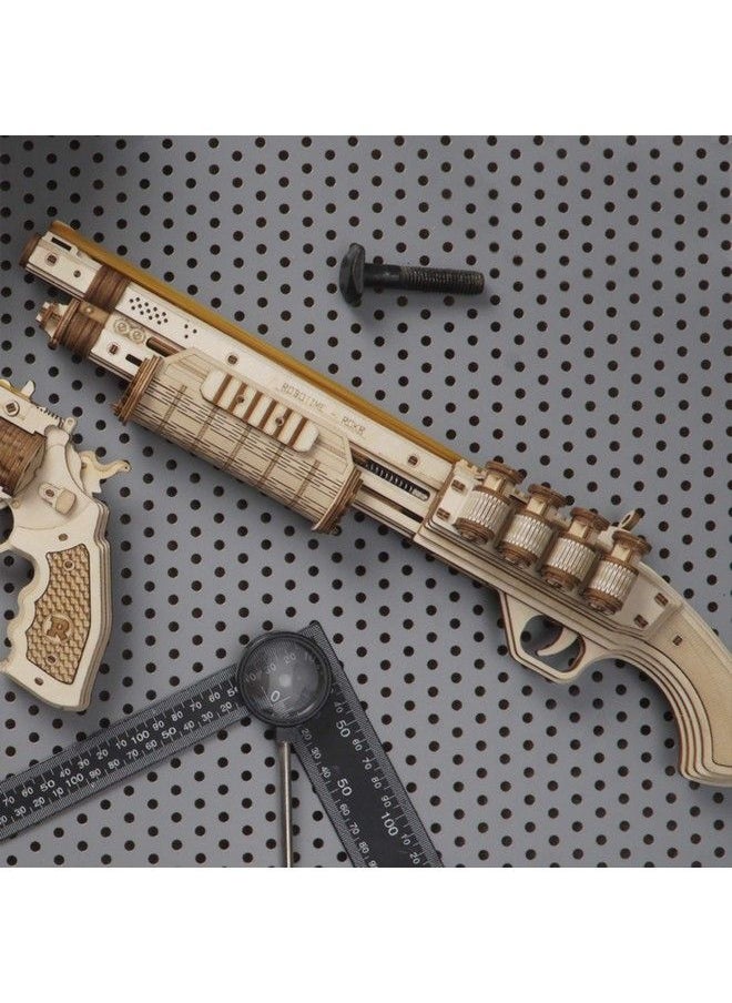 Robotime Wooden Rubber Band Gun Model Kits 3D Puzzle Brain Teaser Toys Unique Gifts For Kids & Adults (Terminator M870)  - Image 3