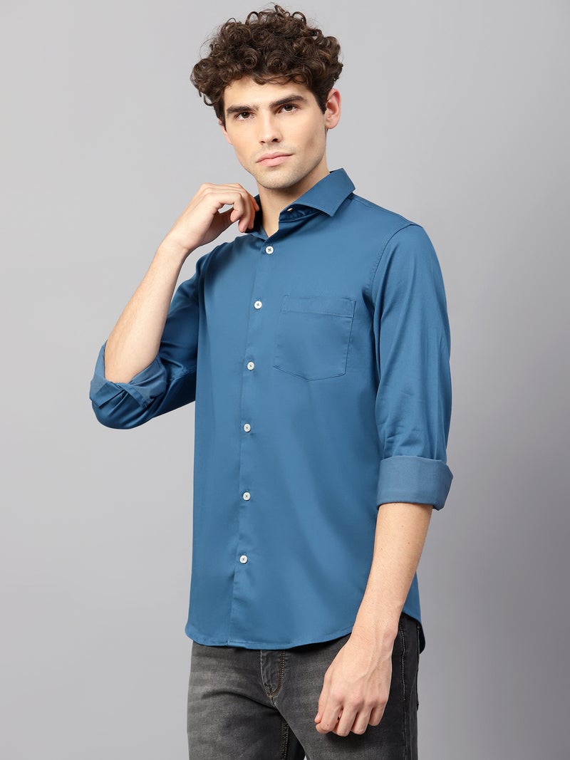 AMSWAN DOGGER BLUE CASUAL SHIRT FOR MEN - Image 1