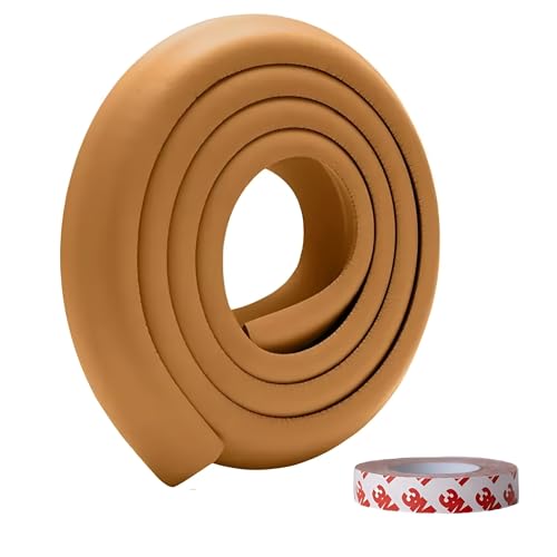 KidDough Baby Proofing Corner Safety Strip and Corner Guard | Thick Rubber Edge Corner Protector Guard | Sharp Corner Guard | Corner Protector for Kids (2 Meters Extra Thick, Light Brown) - Image 1