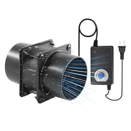 AMCHIXIN 3.15” 12V DC Small Exhaust Duct Fan with Speed Control and 2-Pack 3" Square to Round Duct Flanges for Solder Fume Extractor, Laser Engraver, 3D Printer, Soldering Smoke and DIY Cooling - Image 1