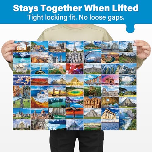 BenBen Puzzles for Adults 1000 Pieces 56 Famous World Scenic Landmarks Travel Poster Landscape Challenging Puzzle Jigsaw Puzzles with Letters or Patterns on Back - Image 5