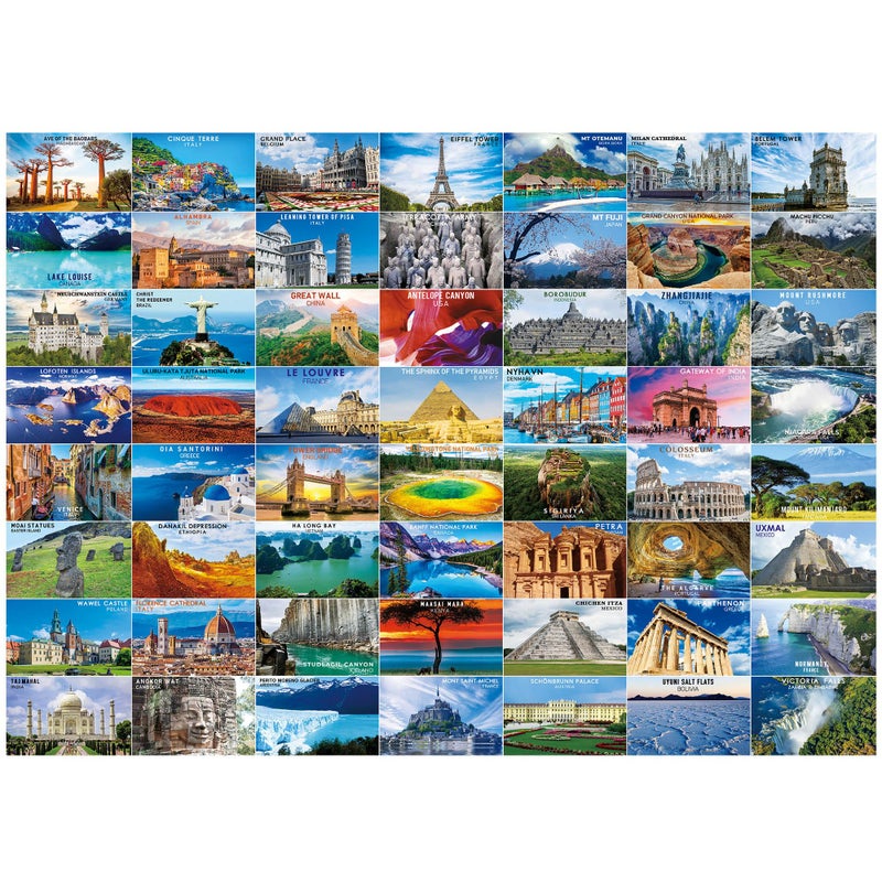 BenBen Puzzles for Adults 1000 Pieces 56 Famous World Scenic Landmarks Travel Poster Landscape Challenging Puzzle Jigsaw Puzzles with Letters or Patterns on Back - Image 3
