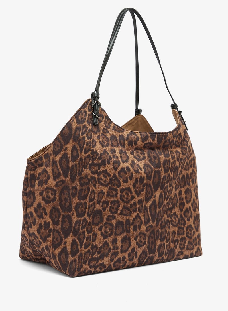 GLAMOROUS Slouchy Leopard Print Tote Bag - Image 3