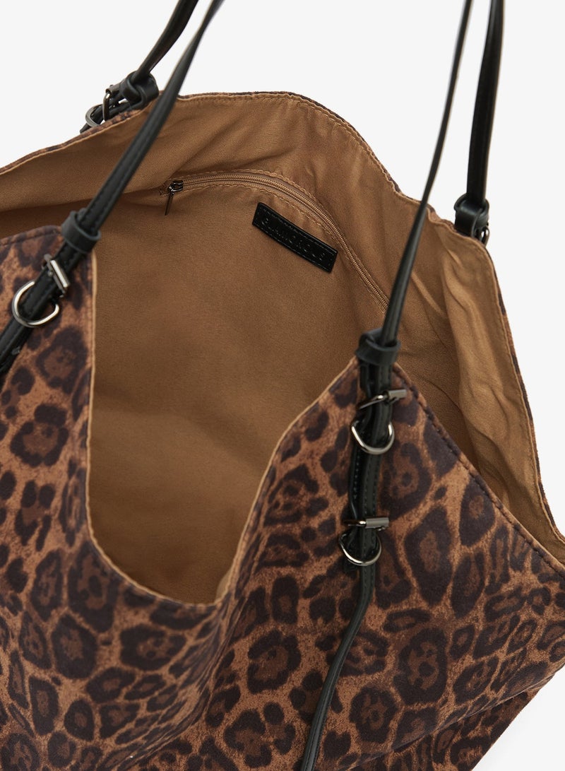GLAMOROUS Slouchy Leopard Print Tote Bag - Image 5