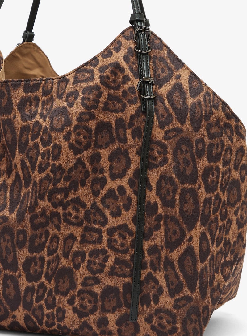 GLAMOROUS Slouchy Leopard Print Tote Bag - Image 4