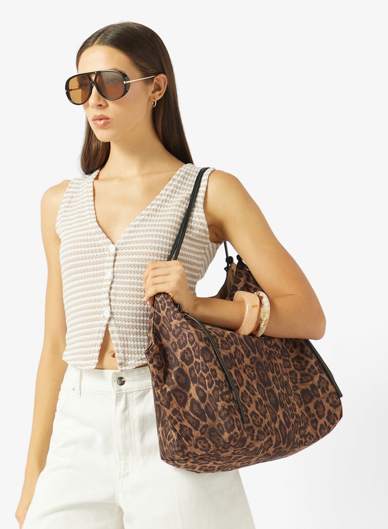 GLAMOROUS Slouchy Leopard Print Tote Bag - Image 1