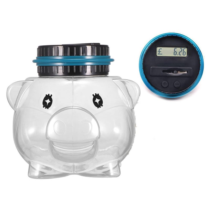NOENNULL Electronic Piggy Bank for Kids Adults Digital Counting Money Jar CoinCounter Machine with LCD Counter Clear Pig Shaped Piggy Bank for Boys As Shown - Image 2
