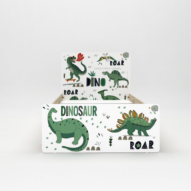 DANUBE HOME Kinder Dino 90x200 Kids Bed | Modern Design Wooden Kids Bed Frame Furniture | Comfortable Bed (Mattress Not Included) - White & Sonoma Oak - Image 4