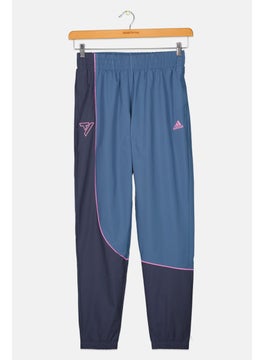 Adidas Kids Girl Pull On Brand Logo Outdoor Track Pants, Dusty Blue  - Image 1