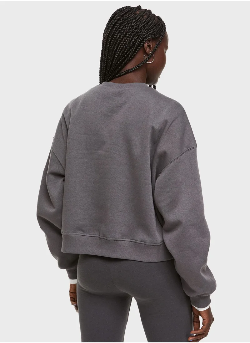 H&M Crew Neck Puff Sleeve Sweatshirt