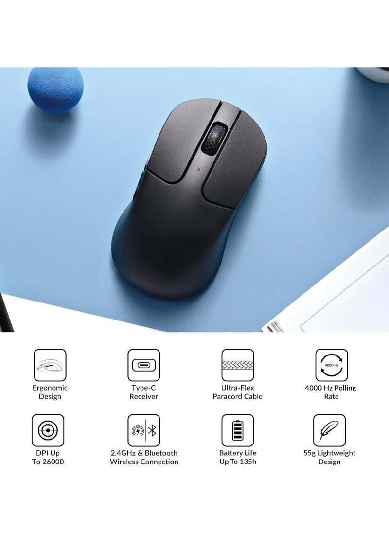 Keychron - M3 Mini 4K Wireless Bluetooth 5.1/2.4 GHz/Wired Optical Mouse, Ultra-Lightweight 55g Programmable PixArt 3395 Sensor with up to 26,000 DPI/ 650 IPS 4000Hz for Windows Mac Linux - Image 1