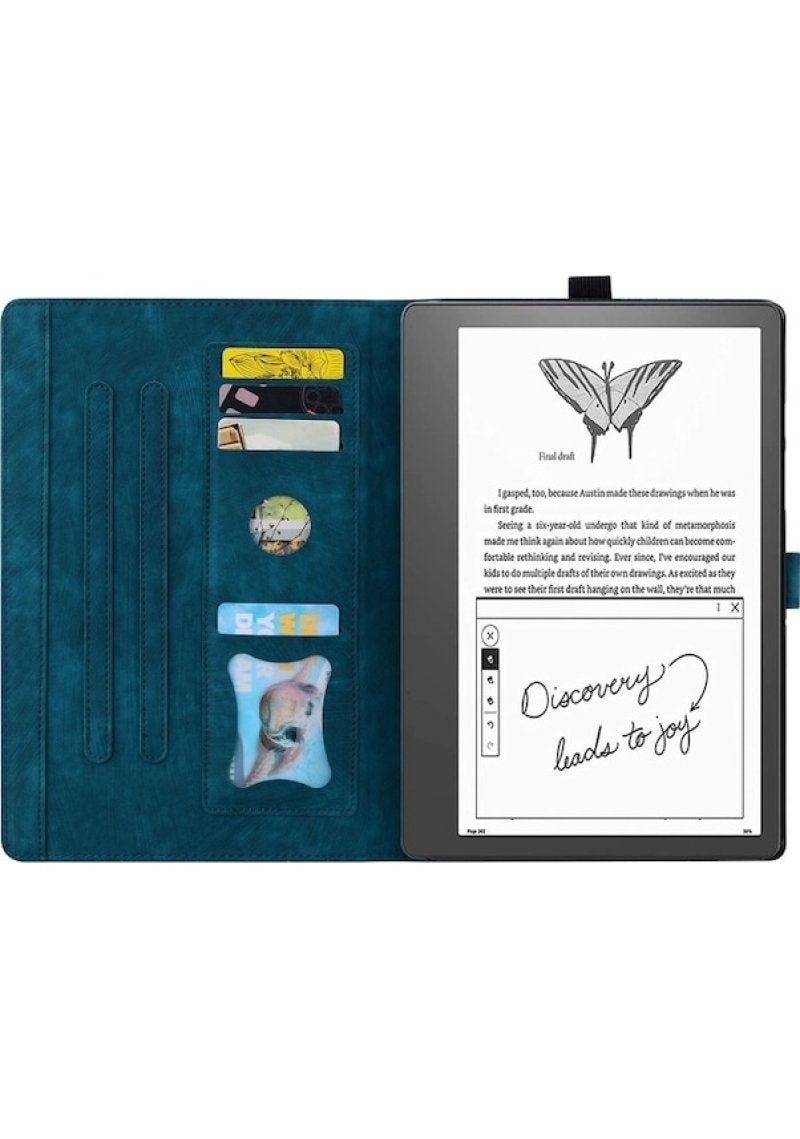 لحامل بطاقة مطبوع عمودياً لجهاز Kindle Scribe 10.2 2022 - غلاف أجهزة لوحي الجلد - Image 3