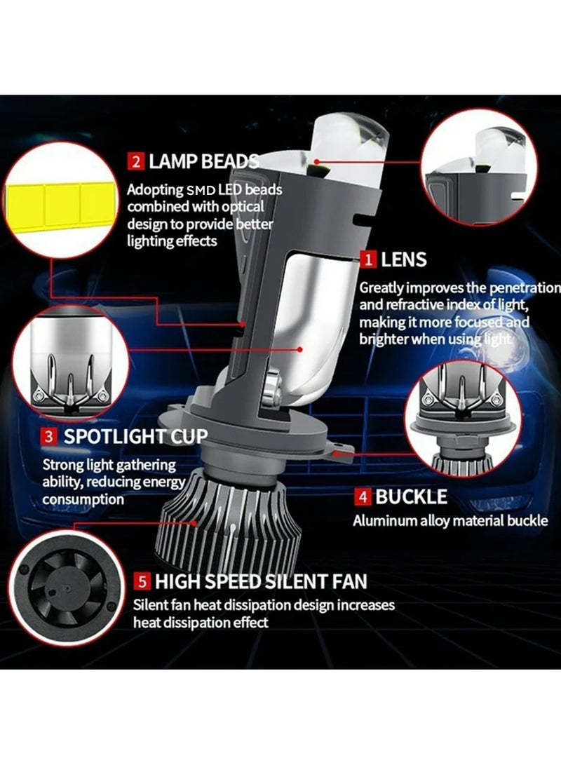 توبيز مصباح الرأس الجديد تي.أل.3 برو H4 LED من توبي، مع عدستين، شعاع قابل للتعديل باللونين الأبيض والأصفر (عالي ومنخفض) مع درجة حرارة تبريد 6500K و 4300K للضوء الأبيض والأصفر - Image 3