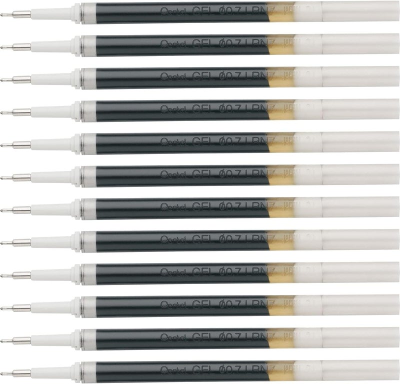 Pentel Refill Ink for EnerGel Liquid Gel Pen, (0.7mm), Medium Line, Needle Tip, Black Ink, Box of 12 (LRN7-A) - Image 1