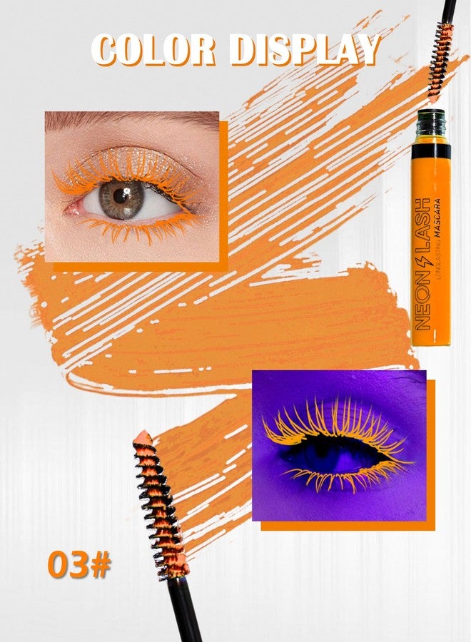 LYSdefeu UV Glow Colored Mascara Volume and Length-1 Pcs Orange Waterproof Mascara for Eyelashes, Fast Dry Curling rimel de pestañas,Long Lasting Smudgeproof,for Halloween Party,Stage Use,Clubbing Makeup-03 - Image 2