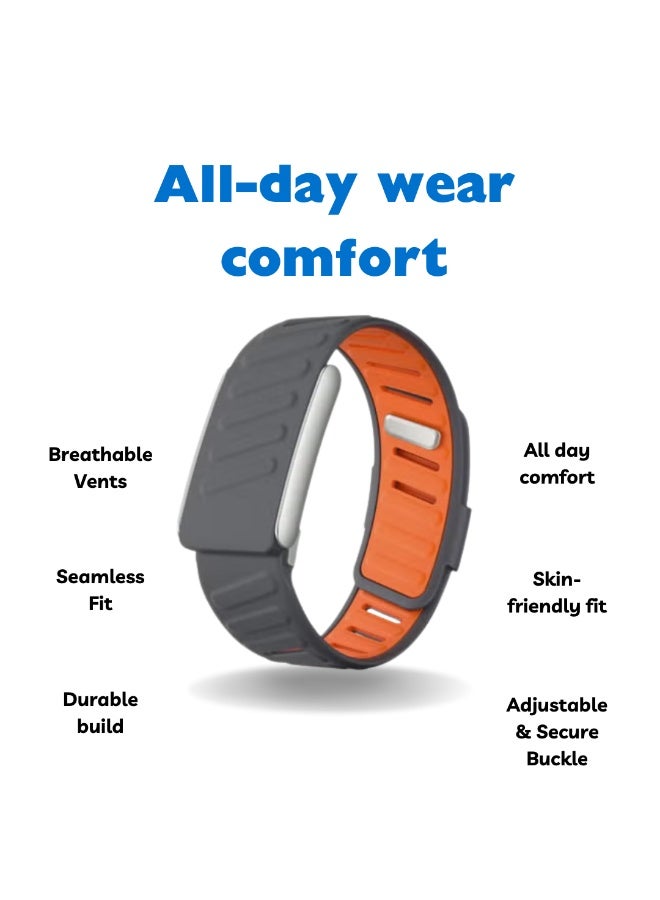 AURORA حزام بديل سيليكون رياضي AURORA متوافق مع جهاز تتبع اللياقة البدنية والنشاط Whoop Life، متين، مريح وقابل للتنفس وحزام معصم قابل للتعديل سهل الاستخدام ومثالي لكل مناسبة رمادي-برتقالي - Image 4