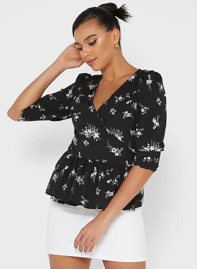 Ginger Printed Wrap Top
