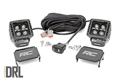 Rough Country 2" Black Series Square LED Cube Lights | Amber DRL - 70903BLKDRLA - Image 1