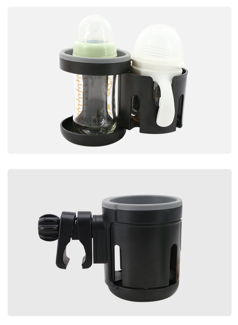 Stroller Cup and Bottle Holder - Dual Compartment, Safety Seat Compatible, Perfect for Water Bottles and Milk Bottles - Image 3