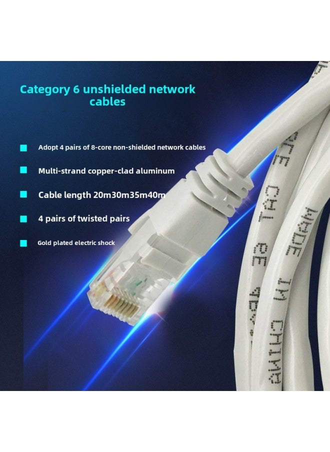 Generic Six Types Of Unshielded Network Cable Copper Clad Aluminum Core Unshielded Computer Network Cable Broadband Monitoring Twisted Pair-Color:light Gray-Line Length:10 M  - Image 1