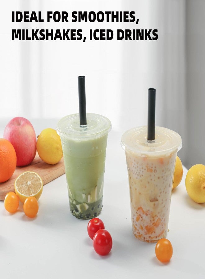 lucdnc 16oz Disposable Clear Plastic Cups with Lids and Smoothies Straws Party Drinking Cups for Milkshakes,Cold Coffee-25 Sets - Image 4