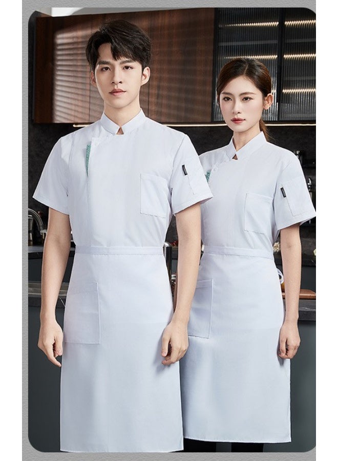 NIBEMINENT Chef Overalls Short Sleeve Spring and Summer Thin Breathable Hotel Restaurant Dining Kitchen Stain-Resistant Chef Uniform Workwe  - Image 1