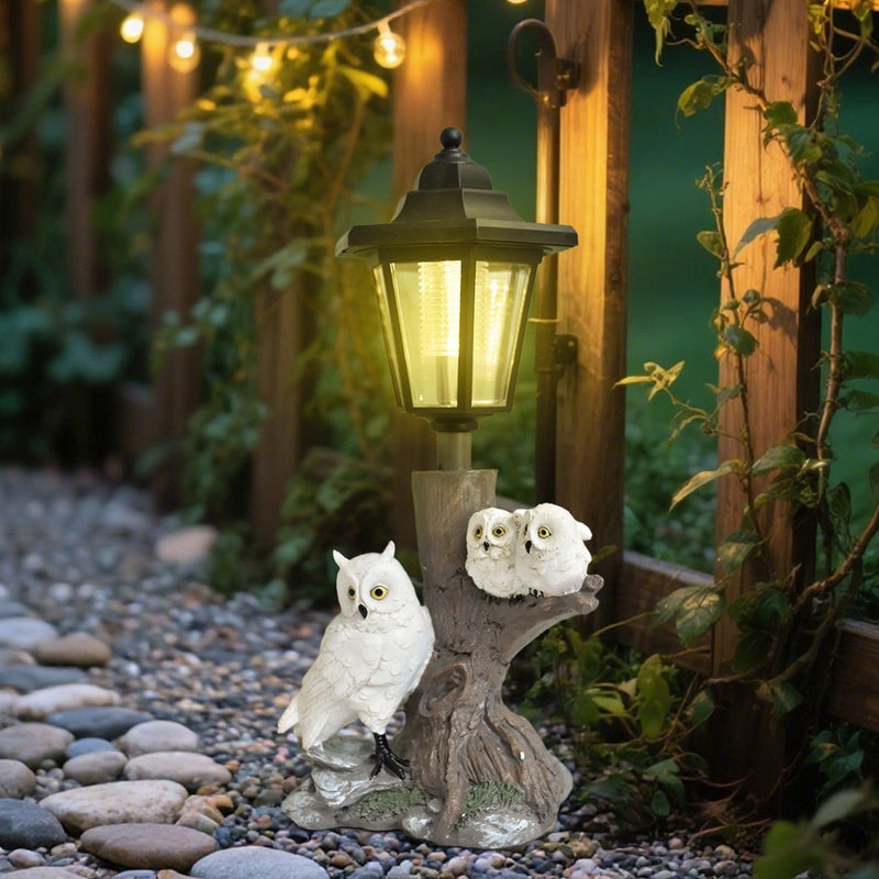 Resin Owl Solar Light Animal Statue Path Lamp for Villa Garden Landscape Decorative Night Light - Image 2
