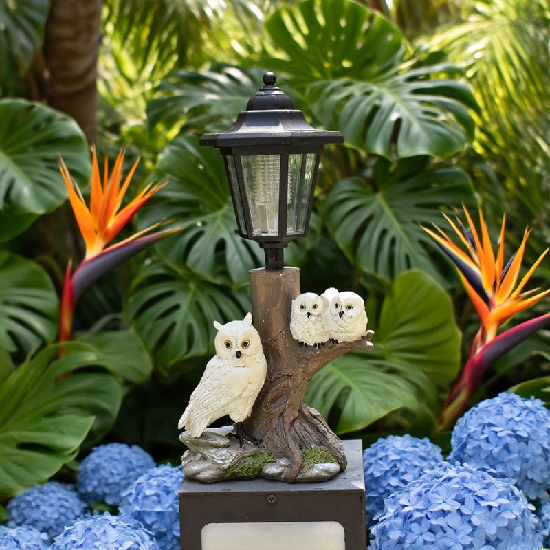 Resin Owl Solar Light Animal Statue Path Lamp for Villa Garden Landscape Decorative Night Light - Image 5