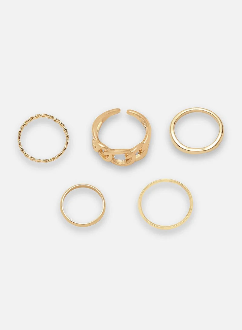 SOHI Minimal Stack Pack Of Artificial Ring Jewellery