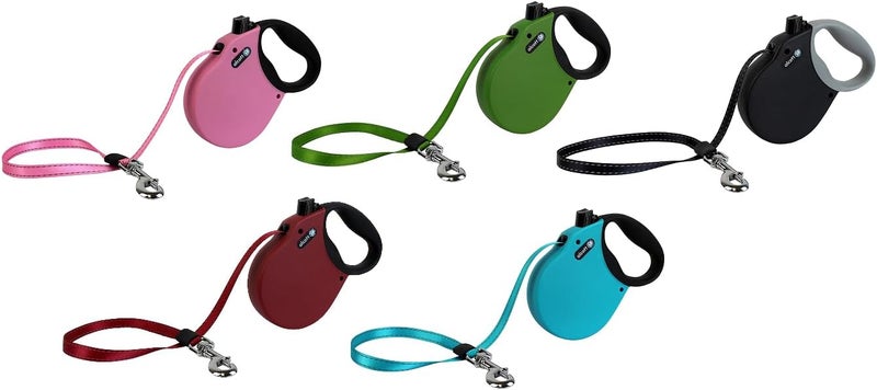 alcott Adventure Retractable Reflective Belt Leash, 10' Long, Extra Small For Dogs Up To 25 Lbs, Pink With Black Soft Grip Handle - Image 2