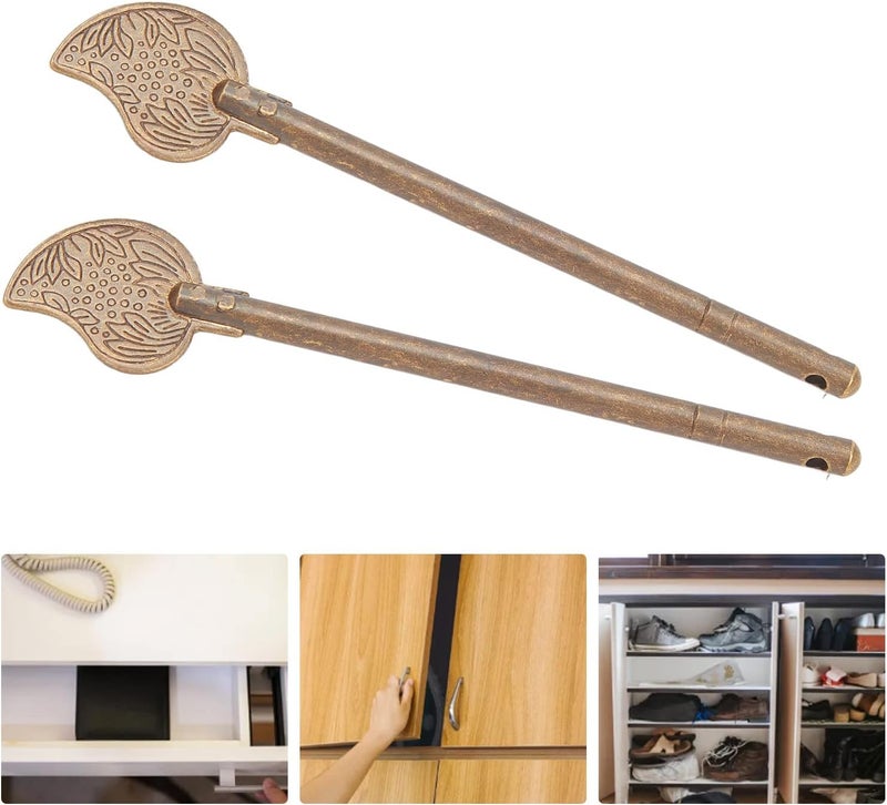 Focket Chinese Leaf Bolt Locking Pin 43in Safety Pure Brass Key Locking Arm Deadbolt for Asian Cabinet Door Chest Furniture Hardware Locking Up Files - Image 5