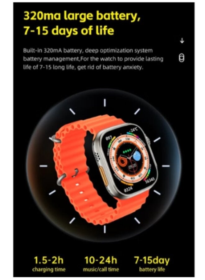 W&O X8 Ultra Smart Watch For Men And Women Series 8 49MM 2.08 Inch With 2 Strap Waterproof Bluetooth Calling Support Watch Digital Smartwatch - Image 5