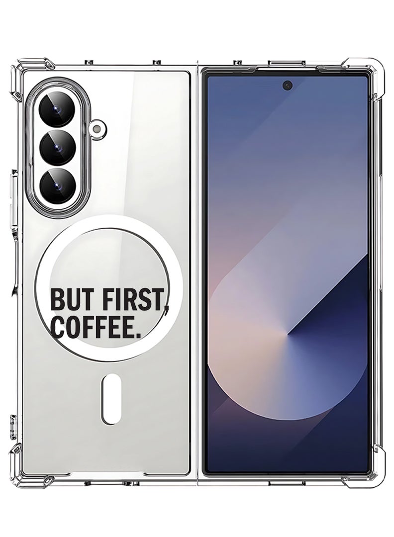 Theodor Magnetic Case for Samsung Galaxy Z Fold 7 Compatible with MagSafe Wireless Charging, Shockproof Phone Bumper Cover Coffee First - Image 1