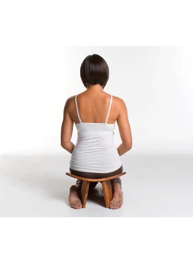 Generic Wooden Yoga Stool Meditation Stool Simple Solid Wood Kneeling Stool Special Yoga Stool Black Walnut Small Yoga Stool (42 * 21 * 16 cm)  - Image 2