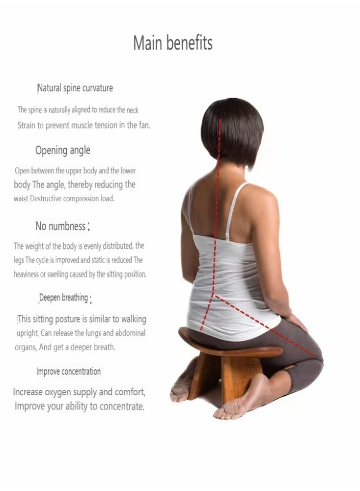 Generic Wooden Yoga Stool Meditation Stool Simple Solid Wood Kneeling Stool Special Yoga Stool Black Walnut Small Yoga Stool (42 * 21 * 16 cm)  - Image 3