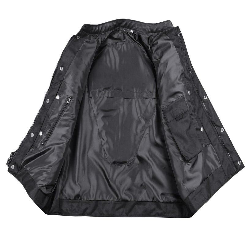 Jackets 4 Bikes SOA Motorcycle Vest for Men, Premium Buffalo Leather, Back Armor, Inside Pockets, Biker Riding Club Vests Black L - Image 2