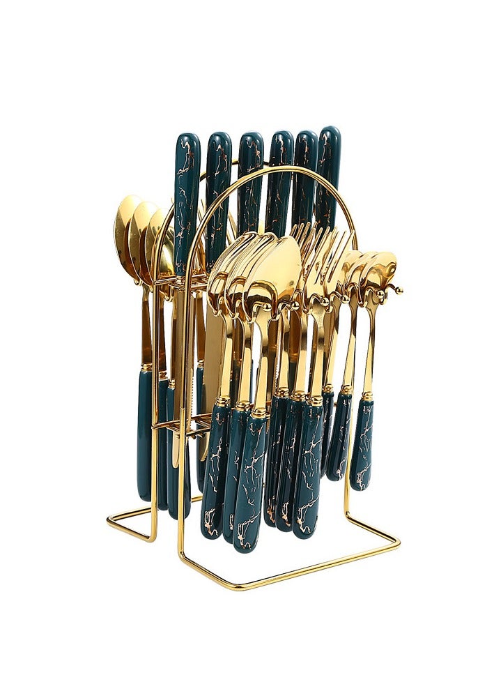 KUYING Stainless Steel Tableware Set Of 24 Pieces Western Knife Fork Spoon Set  - Image 1