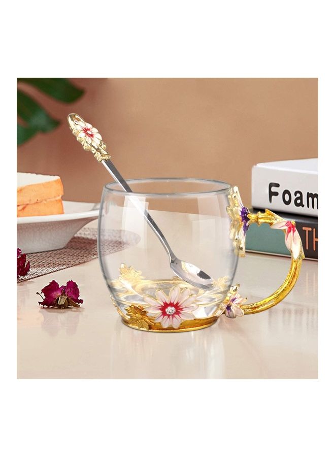 NIBEMINENT Designer Glass Tea Cup With Steel Spoon Set multicolour 250mm - Image 2