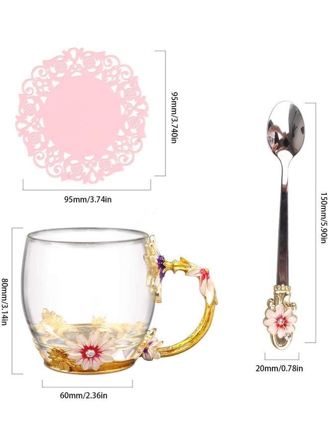 NIBEMINENT Designer Glass Tea Cup With Steel Spoon Set multicolour 250mm - Image 5