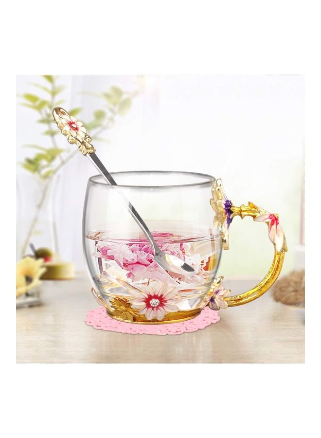 NIBEMINENT Designer Glass Tea Cup With Steel Spoon Set multicolour 250mm - Image 4