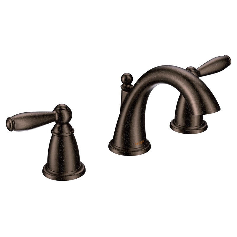 Moen Brantford OilRubbed Bronze TwoHandle Widespread Bathroom Sink Faucet for 3Hole Setups with Valve Included TV6620ORB