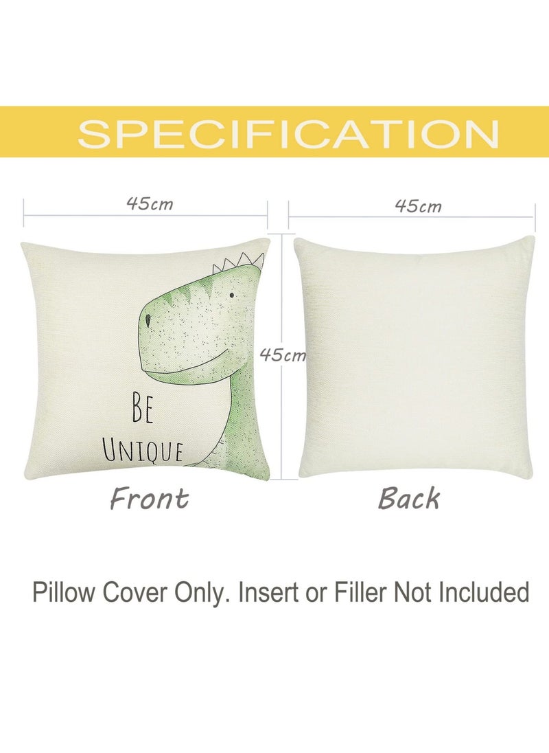 Y&D Sofa Pillowcase Set of 4, Decorative 45 x cm, Polyester Linen Cushion Cover 18x18", Cute Cartoon Lion Pattern for Home Decor Living Room Bed Car (Beige)  - Image 5