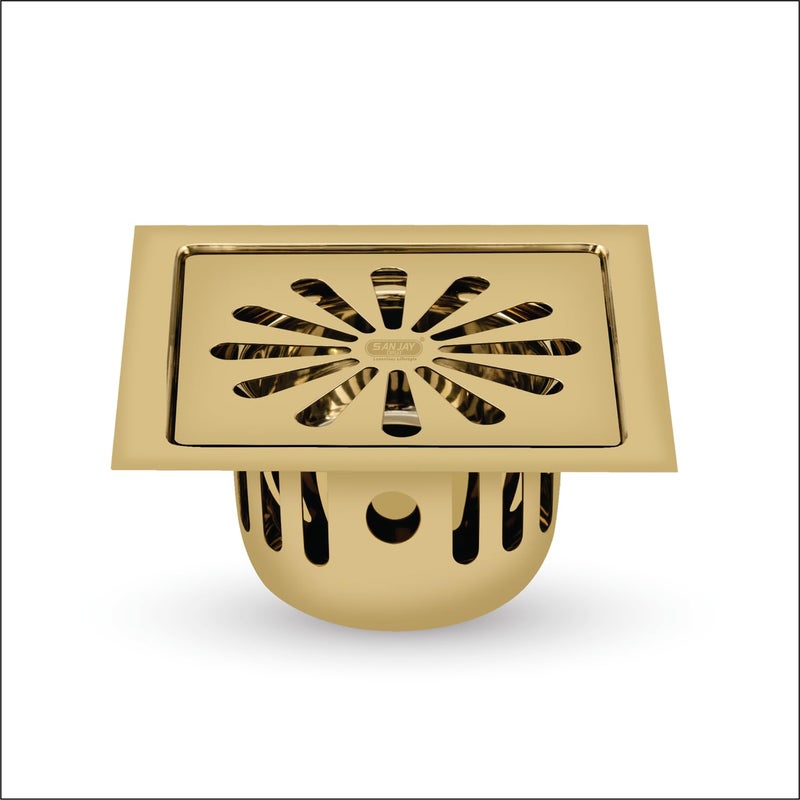 Sanjay Chilly Square Ezee SS Floor Drain Colour Collection with Cockroach Trap for Bathroom 304 Grade Kitchen Sink Drain Cover Jali Washbasin Bathtub Laundry (French Gold 5x5 Inch) - Image 2