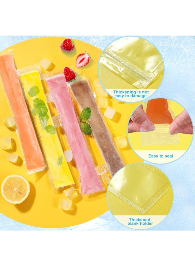 HZYH 160 Disposable Ice Popsicle Mold Bags BPA Free Freezer Tubes With Zip Seals For Healthy Snacks,Yogurt Sticks,Juice & Fruit Smoothies,Ice Candy Pops Comes With  Funnel of Random Color - Image 3